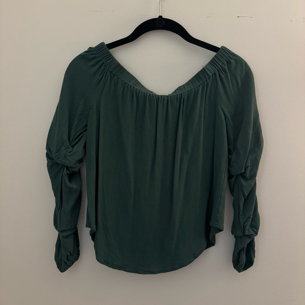 Green over the shoulder top